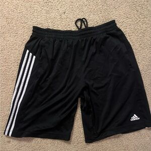 Adidas Men's Black and White Athletic Shorts